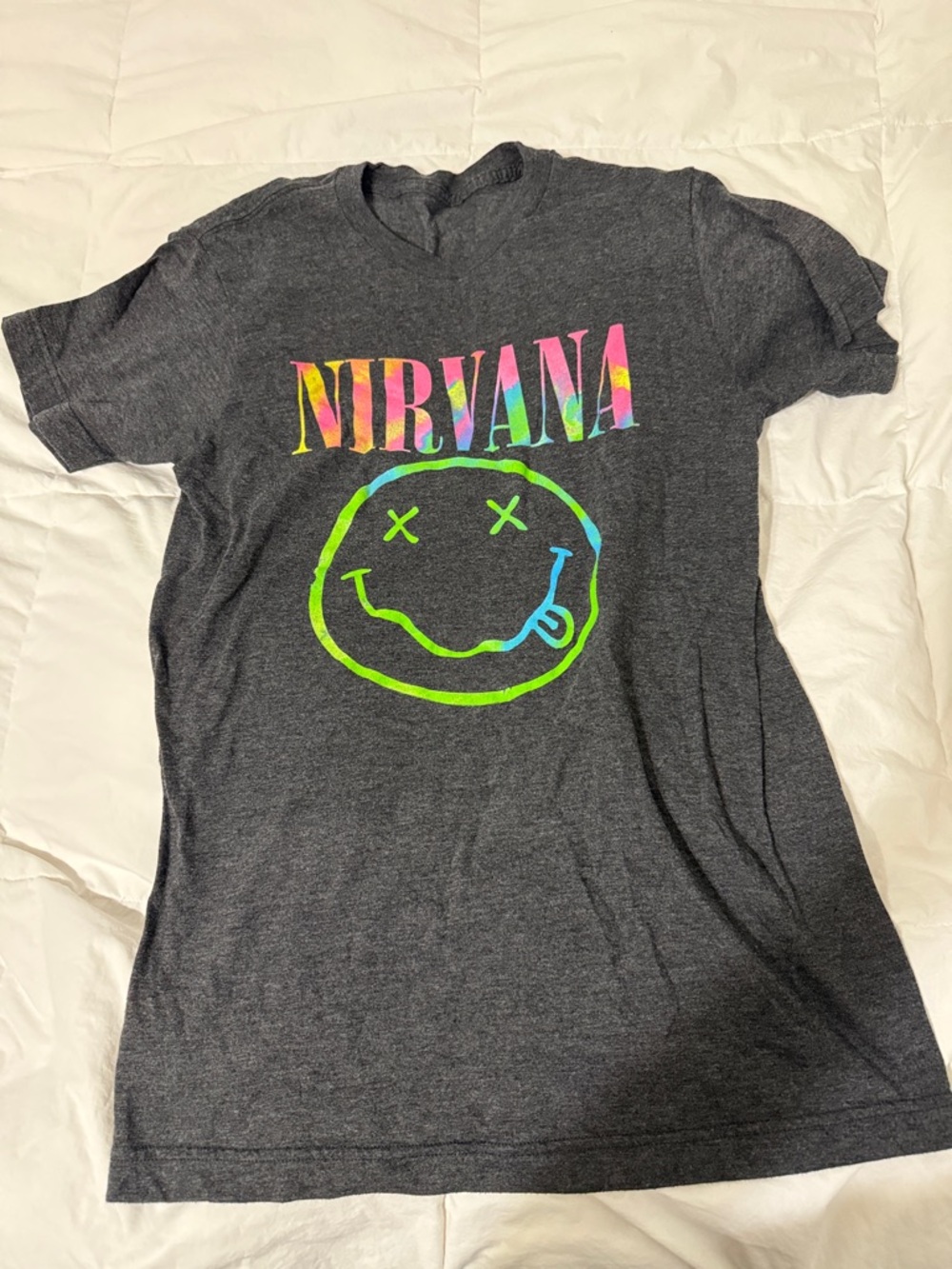 NIRVANA Kids' Charcoal Tee with Neon Multicolor Logo